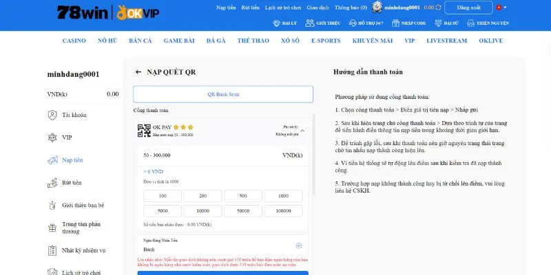 Điều kiện cần đáp ứng trước khi nạp tiền 78WIN